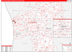 Grand Rapids-Wyoming Metro Area Wall Map Red Line Style 2026